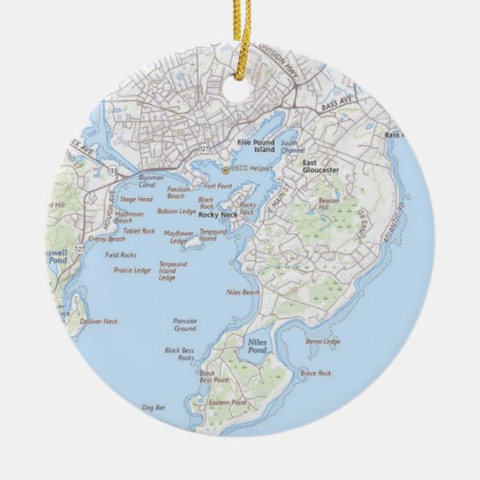 Fischereistadt Gloucester MA Ornament (Vorne)