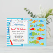 Fischereithema Einladung zur Geburtstagspartei (Stehend Vorderseite)