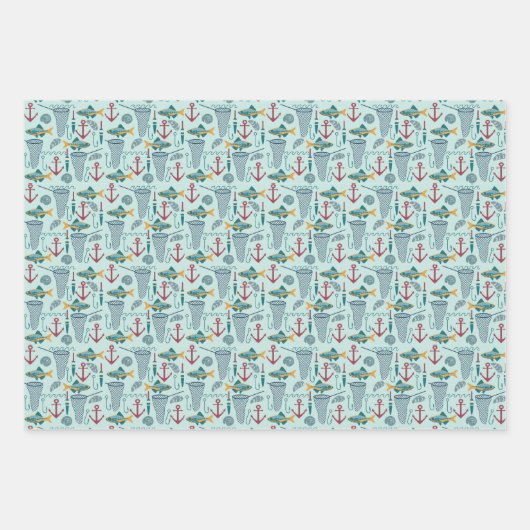 Fischereithema Geschenkpapier Set (Vorderseite 3)