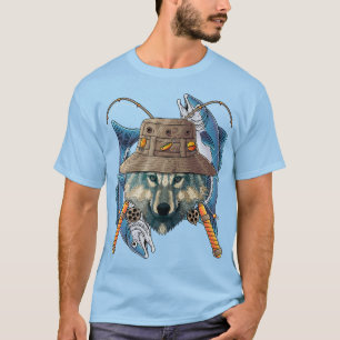 Fischereiwolf im Freien Fisherman Tierfliegen Nied T-Shirt