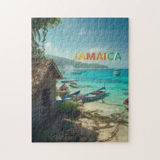 Fischerhütte und kleine Boote Puzzle (Vertikal)