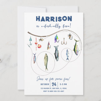 Fischerjunge O-Fisch-alliierte fünf Geburtstag Einladung