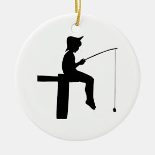 Fischerjungen-Silhouette Keramik Ornament