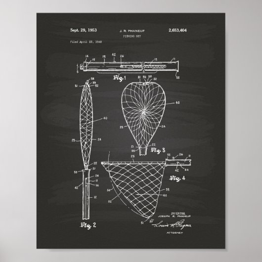Fischernetz 1953 Patent Kunst Tafelbild Poster (Vorne)