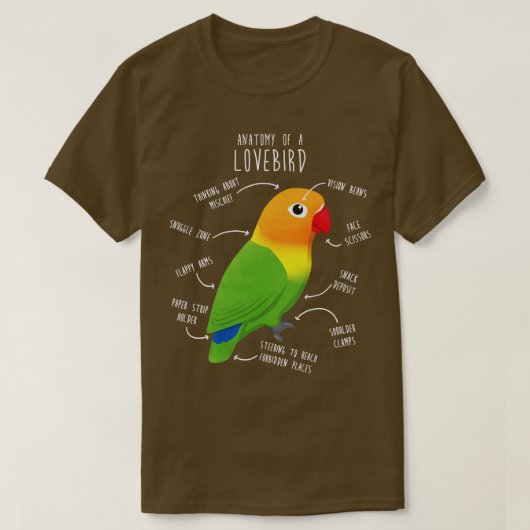 Fischers Lovebird Parrot Anatomie T-Shirt (Design vorne)