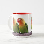 Fischer's Lovebird Zweifarbige Tasse (Vorderseite Links)