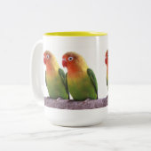 Fischer's Lovebird Zweifarbige Tasse (Vorderseite Links)