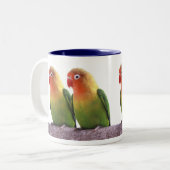 Fischer's Lovebird Zweifarbige Tasse (Vorderseite Links)