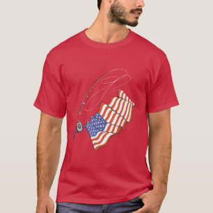 Fischertag der amerikanischen Flagge Pole Patrioti T-Shirt