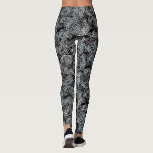 Fisches Muster, Doppelfarben b. Black BG Leggings (Rückseite)