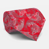 Fisches Muster Work 01.b Red BG Krawatte (Gerollt)