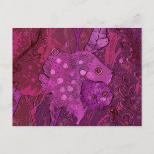 Fischfamilie, Illustration Unterwasser-Ozean-Tiere Postkarte