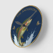 Fischfang Aquarellforelle Runde Wanduhr (Winkel)