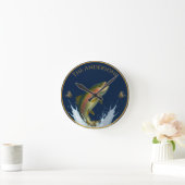 Fischfang Aquarellforelle Runde Wanduhr (Zuhause)