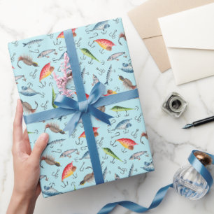 Fischfang auf Celeste Blue Geschenkpapier