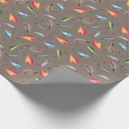 Fischfang auf graubraun geschenkpapier (Ecke)