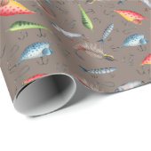 Fischfang auf graubraun geschenkpapier (Rolleneckpunkt)