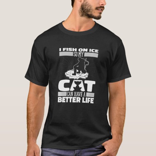 Fischfang Cat Ice Fischen T-Shirt (Vorderseite)
