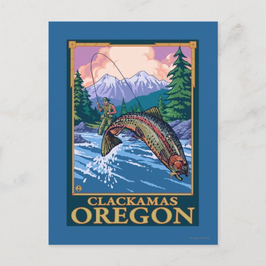 Fischfang - Clackamas, Oregon Postkarte (Vorderseite)