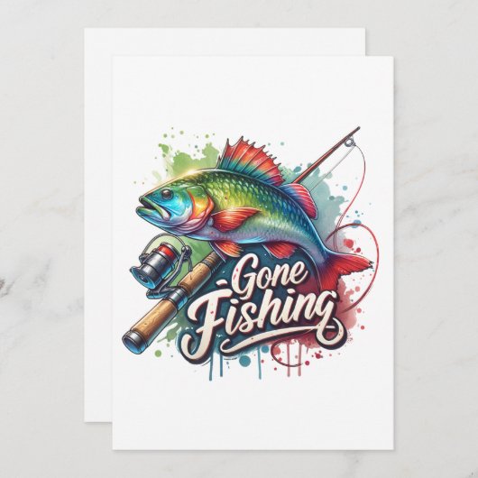 Fischfang Feiertagskarte (Vorne/Hinten)