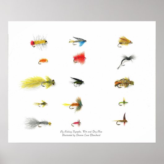 Fischfang, Fischfang Nymphen, Nass und trocken Fl. Poster (Vorne)