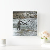 Fischfang Fly Fishing River Steelhead Quadratische Wanduhr (Zuhause)