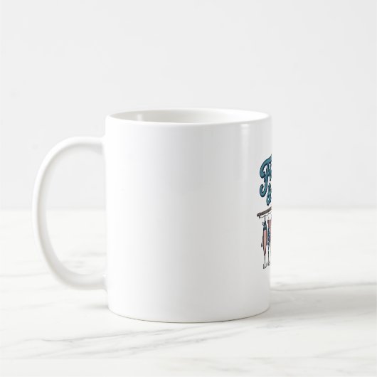 Fischfang & Frei Patriotischer Angelköder Vintage Kaffeetasse (Links)