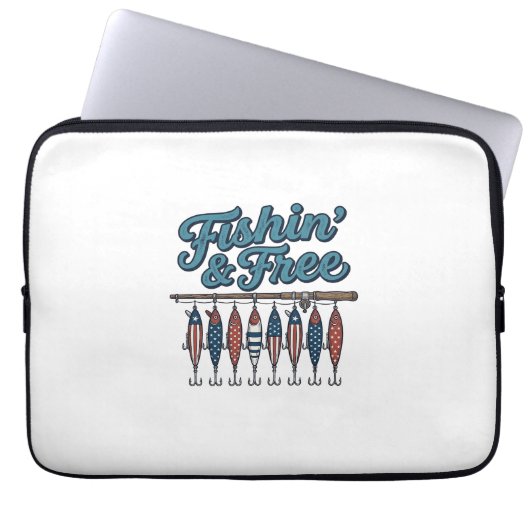 Fischfang & Frei Patriotischer Angelköder Vintage Laptopschutzhülle (Vorderseite)