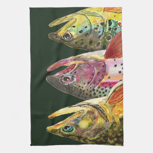 Fischfang für drei große Fischforelle Handtuch (Vertikal)