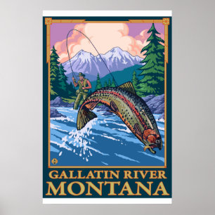 Fischfang - Gallatin River, Montana Poster