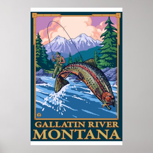 Fischfang - Gallatin River, Montana Poster (Vorne)