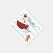 Fischfang Große Fischwellen zum ersten Geburtstag Serviette (Ecke)