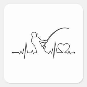 Fischfang Herzschlag Fischfang Angelangler Vater Quadratischer Aufkleber