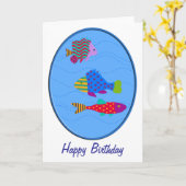 Fischfang im Oval zum Geburtstag Karte (Gelbe Blume)