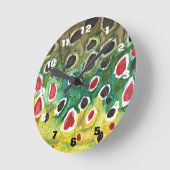 Fischfang in Braunfischerei Runde Wanduhr (Winkel)