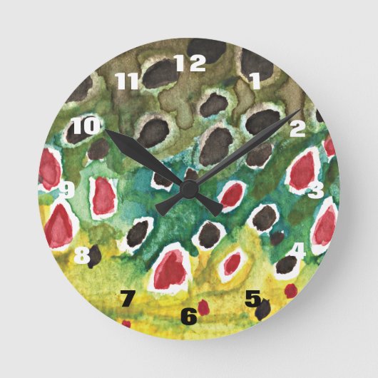 Fischfang in Braunfischerei Runde Wanduhr (Vorderseite)