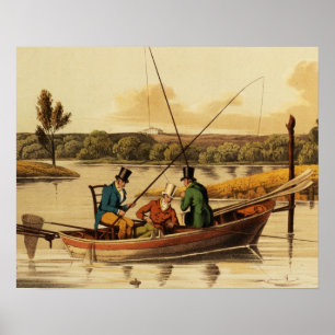 Fischfang in einer Punt, bestrichen von I. Clark, Poster