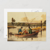 Fischfang in einer Punt, bestrichen von I. Clark, Postkarte (Vorne/Hinten)