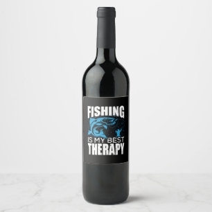 Fischfang ist meine beste Therapie Weinetikett