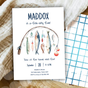 Fischfang O-Fisch-ally Der große blaue Junge Gebur Einladung
