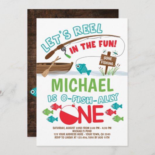Fischfang, O-Fish-ally ONE Birthday Einladung (Vorne/Hinten)