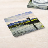 Fischfang Rechteckiger Pappuntersetzer (angewinkelt)