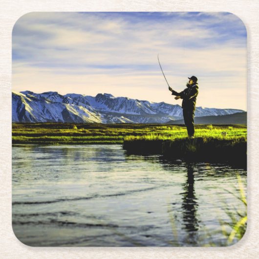 Fischfang Rechteckiger Pappuntersetzer (Vorderseite)