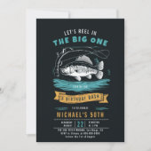 Fischfang Roter Blau Schwarze Männer 50. Geburtsta Einladung (Vorderseite)