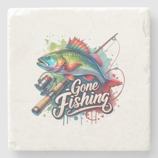 Fischfang Steinuntersetzer (Vorderseite)