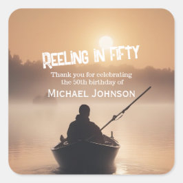 Fischfang Sunrise Fisherman 50. Geburtstag Quadratischer Aufkleber