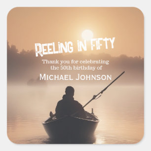Fischfang Sunrise Fisherman 50. Geburtstag Quadratischer Aufkleber