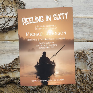 Fischfang Sunrise Fisherman 60. Geburtstag Einladung