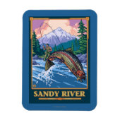 Fischfang Szene - Sandy River, Oregon Magnet (Vertikal)