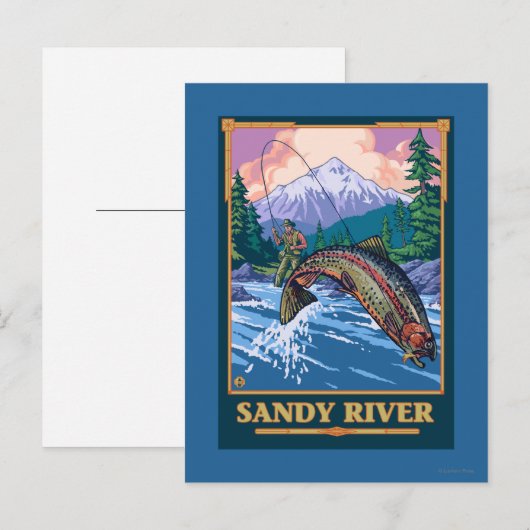 Fischfang Szene - Sandy River, Oregon Postkarte (Vorne/Hinten)